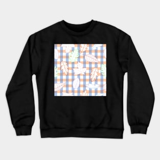 Leaves Pattern - Outline on Plaid Crewneck Sweatshirt